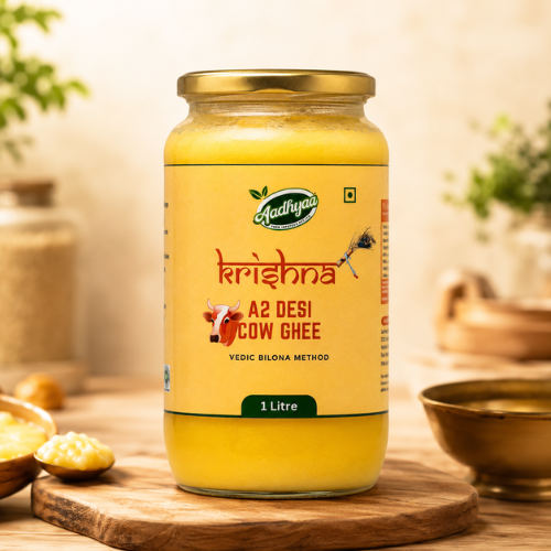 Aadhyaa A2 Desi Cow Ghee - Made From Bilona Method - jar of ghee | Aadhyaa Farm organic product