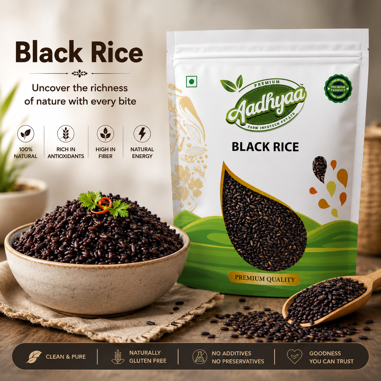 Aadhyaa Black Rice - pack of rice/grain | Aadhyaa Farm organic product