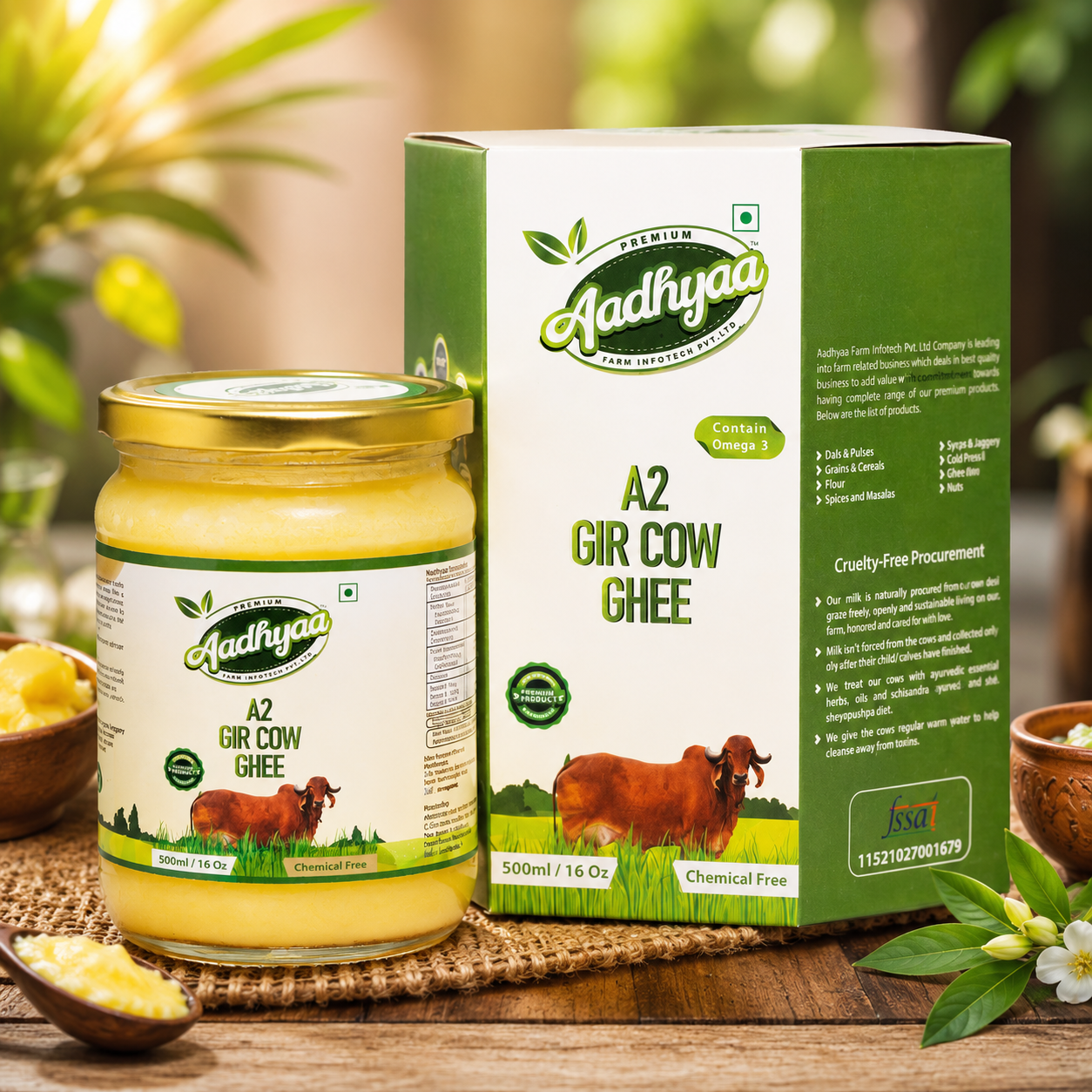 AADHYAA Pure A2 Gir Cow Ghee - Bilona vedic method made during Brahma mahurat