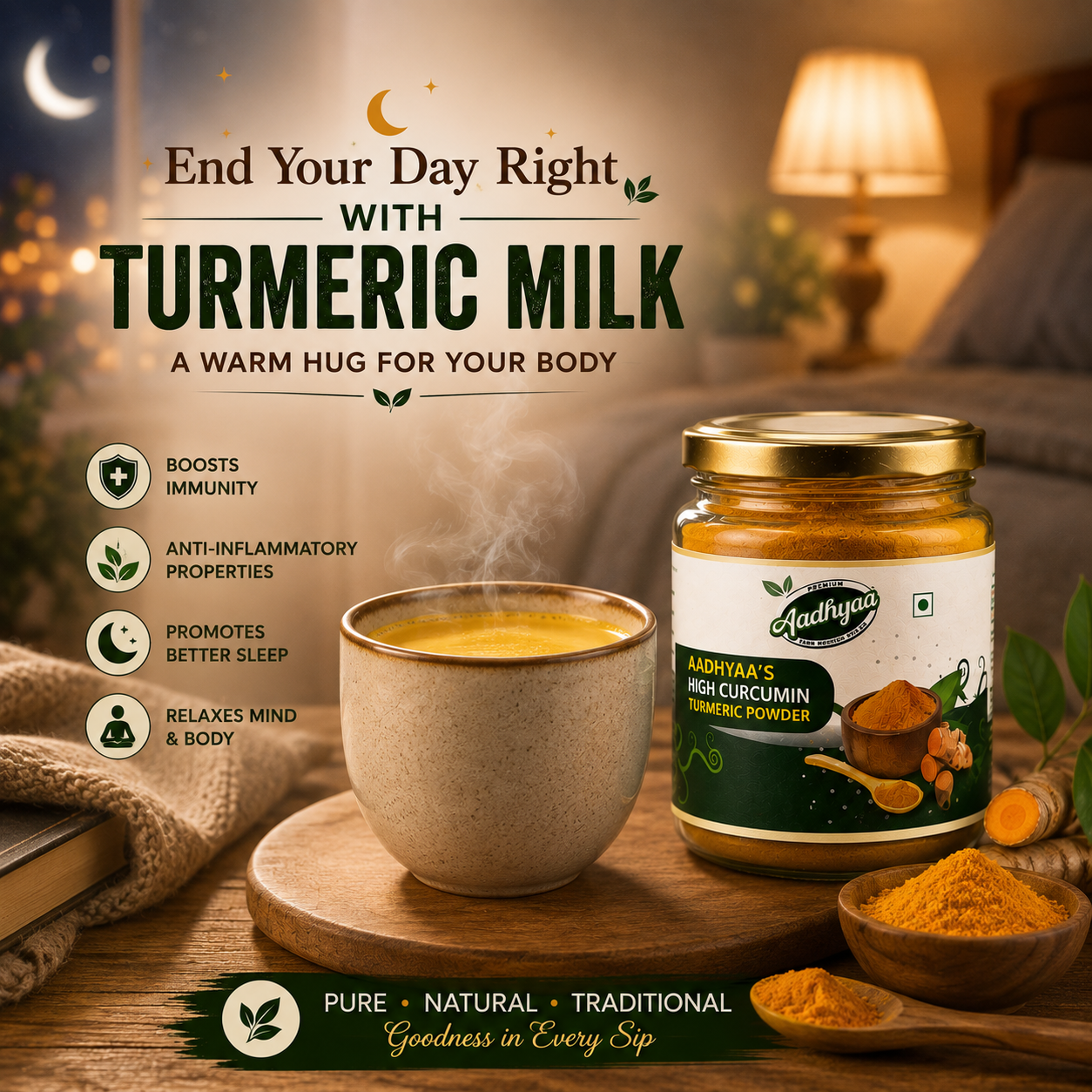 Traditional Kitchen Essential Combo Pack with A2 Gir Cow Ghee, Wood Pressed Groundnut Oil and High Curcumin Turmeric Powder by Aadhyaa Farm